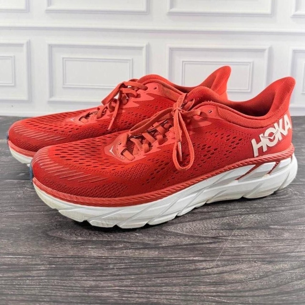 Hoka One One Clifton 7 Running Shoes Men's US 10.5 Red